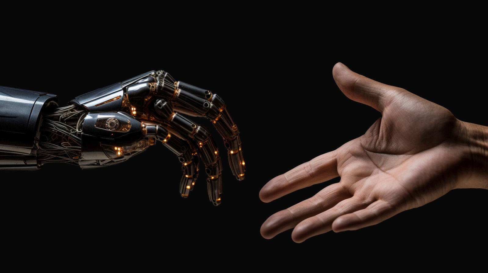 ai robot hand close human hand